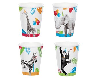 Party Animals Birthday Cups 8ct, Jungle Animal Cups, Animal Print Cups, Safari Birthday Party, Party Like An Animal, Animal First Birthday