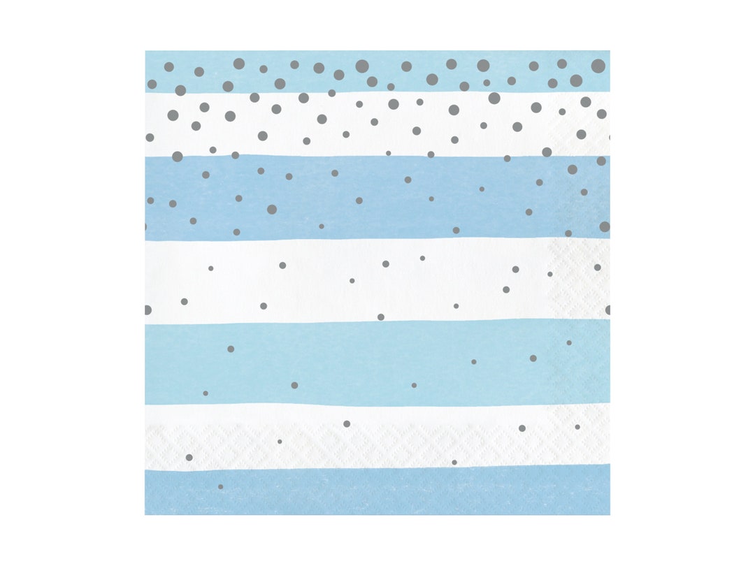 Blue and Silver Paper Napkins 16ct Blue Striped Napkins Etsy