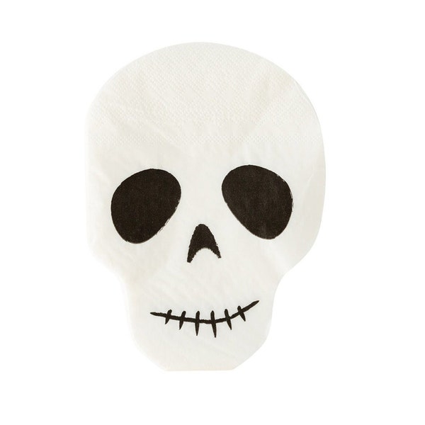 Skull Shaped Napkins 24ct, Skull Napkins, Skeleton Napkins, Halloween Napkins, Pirate Party Napkins, Skeleton Party, Halloween Tableware