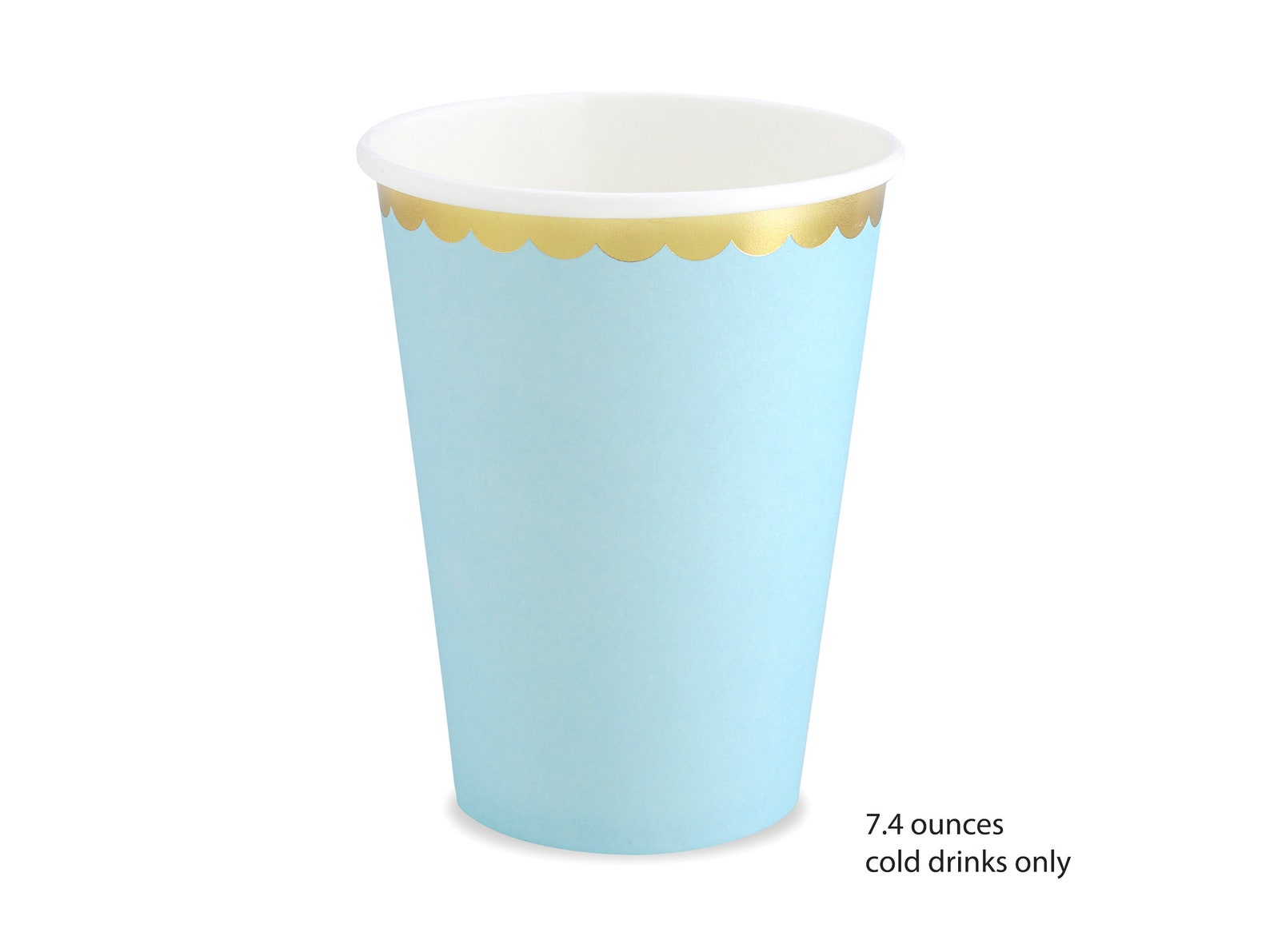 Light Blue Paper Cups 6ct Blue and Gold Disposable Cups Etsy