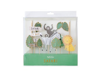 Safari Cake Topper Set 8ct, Safari Animal Toppers, Jungle Cake Decorating Supplies, Jungle Safari Birthday, Safari Baby Shower, Wild One