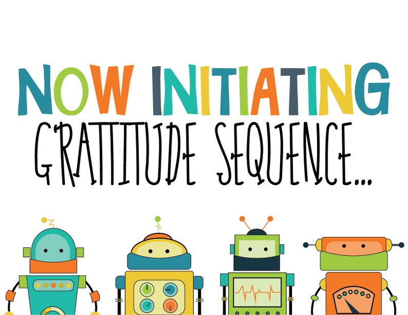 set of 12 Robot Thank You Cards