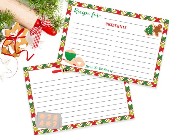 Christmas Recipe Cards, Cookie Exchange Recipe Cards, Holiday Recipe ...