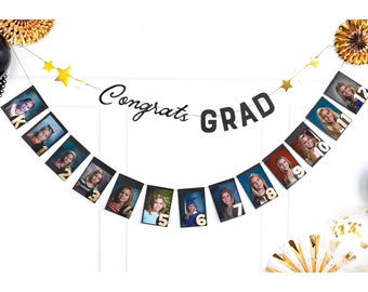 Graduation Photo Banner, Grad Photo Display, Graduation Banner, Grad Party Decor, 2024 Graduation Decorations, High School Graduation Party