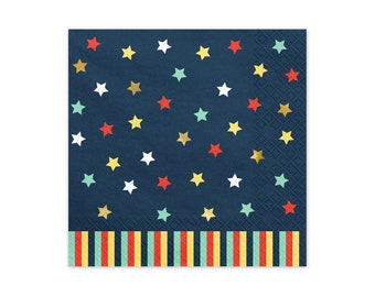 Multicolor Star Napkins 12ct, Airplane Party Napkins, Celestial Party Decor, Superhero Birthday, Blast Off Birthday, First Flight, Two Fly