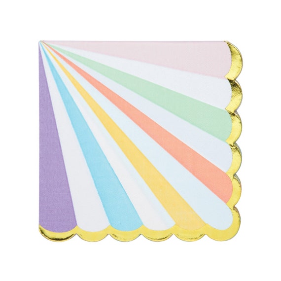 Pastel Striped Napkins, Pastel Rainbow Napkins, Ice Cream Party Supplies, Pastel Napkins by