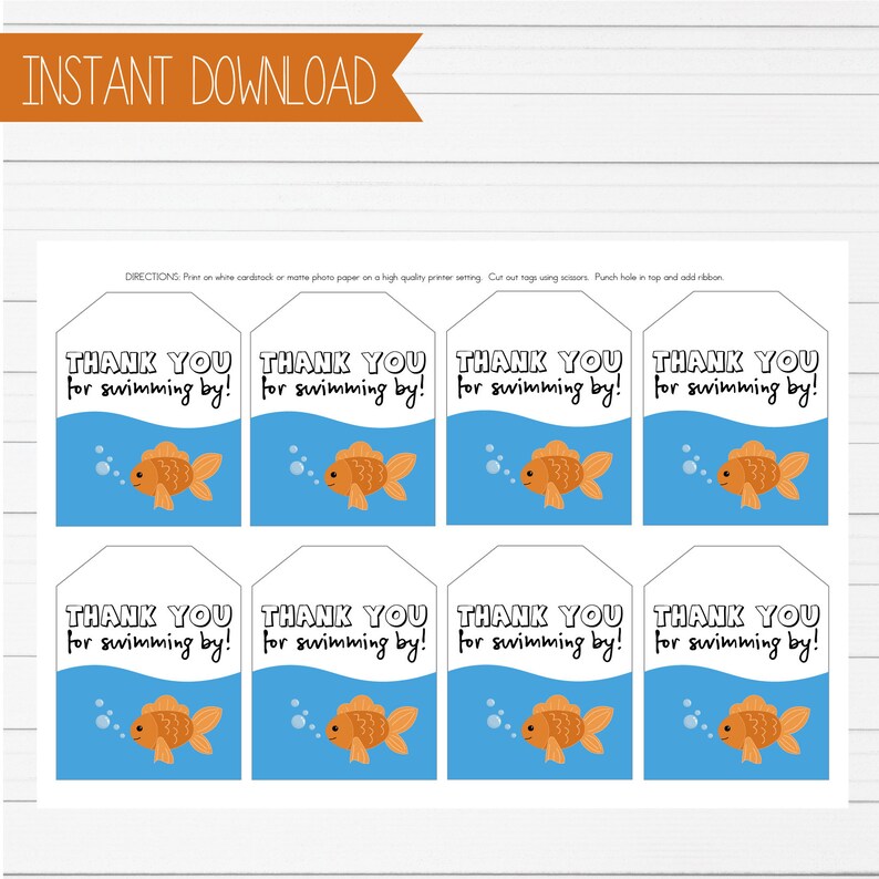 PRINTABLE Fish Birthday Tag Goldfish Birthday Tag Fish 1st - Etsy