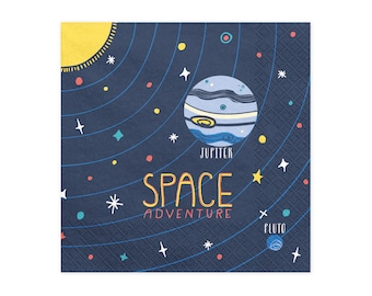 Space Adventure Napkins 20ct, Space Napkins, Space Tableware, Two the Moon Party, Blast Off Birthday, Outer Space Baby Shower,