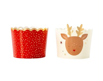 Reindeer Food Cups 50ct, Christmas Baking Cups, Holiday Cupcake Liners, Candy Holders, Rudolph Reindeer Party Decor, Holiday Baking Supplies