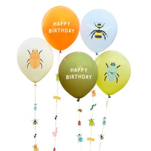 Bug Birthday Balloons with Tails 5ct, Bug Balloons, Insect Balloon, Bug Party Decorations, Bug Hunt Party, Insect Party Decor, Buzz Hop Fly