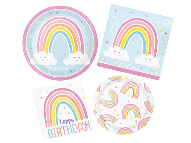 Pastel Rainbow Party Plates Rainbow Party Supplies Rainbow Baby Shower Rainbow Birthday Decorations 8 Pastel Rainbow Paper Plates