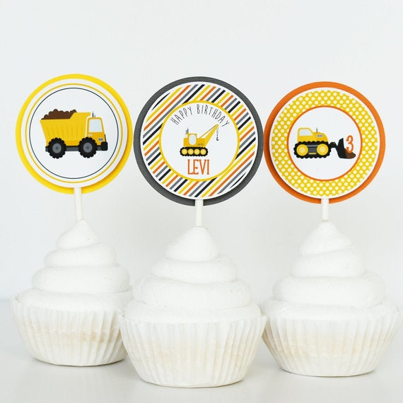 Construction Birthday Cupcake Topper Construction Cupcake Pick