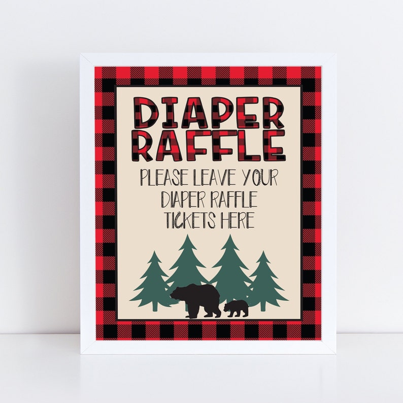 Buffalo Plaid Lumberjack Diaper Raffle Tickets Sign - Etsy