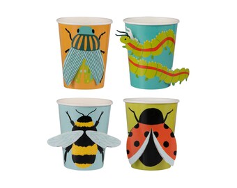 Bug Party Cups 8ct, 3D Bug Cups, Insect Paper Cups, Bug Birthday Cups, Bug Hunt Party, Insect Party Supplies, Bug Themed Party, Buggin Out