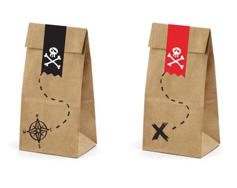 Pirate Favor Bags, Pirate Birthday Treat Bags, Pirate Party Favors, Pirate Themed Candy Bags, Pirate Party Supplies, 6 Birthday Loot Bags