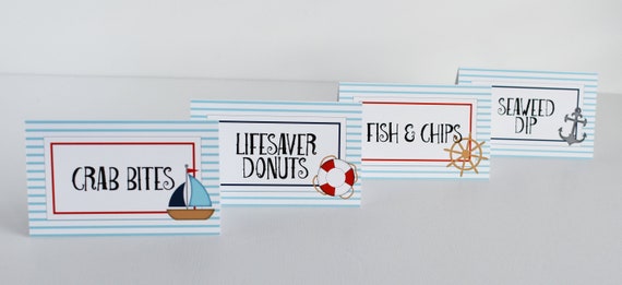 Nautical Food Tent Cards - Nautical Food Labels - Nautical Place Cards - Nautical Party Decor - Nautical Shower - Nautical Birthday - Ahoy Il_570xn