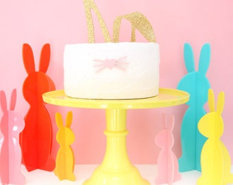 Easter Bunny Cake Topper Set 2ct, Easter Cake Topper, Bunny Ears Topper, Bunny Birthday Party Decor, Bunny Baby Shower, Somebody is One