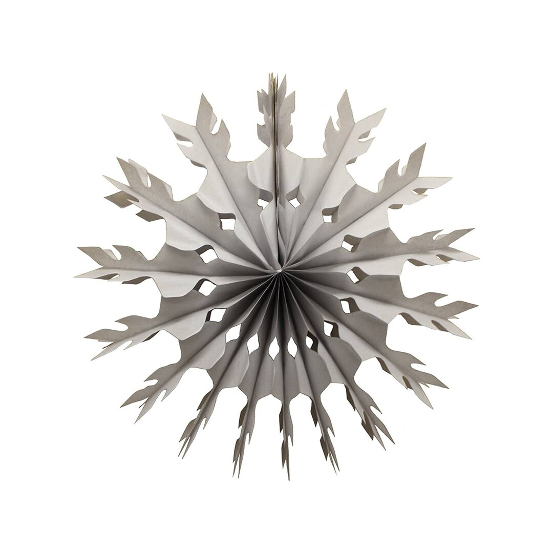 Gray Tissue Paper Snow Flake 15in, Hanging Snowflake Decor, Little