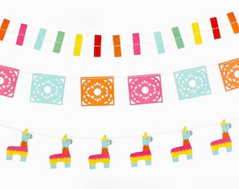 Fiesta Banner Set, Fiesta Garland, Mexican Themed Party Supplies, Taco Party Décor, Cinco de Mayo Decorations, Fiesta Shower, Taco Twosday