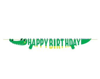 Alligator Happy Birthday 6ft, Alligator Banner, Alligator Birthday Party, Reptile Party Decorations, Chomp Party in the Swamp, Jungle Safari