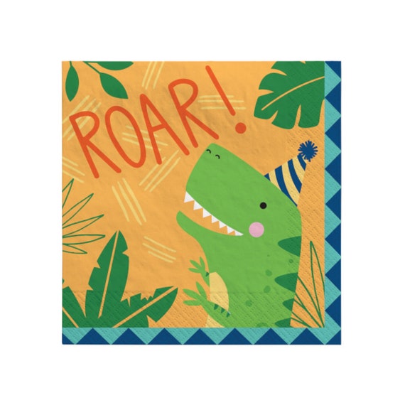 Dinosaur Napkins, Large Dinosaur Napkins, Dinosaur Birthday, Dinosaur Party Supplies, Three Rex Party, Dinosaur First Birthday Il_570xn