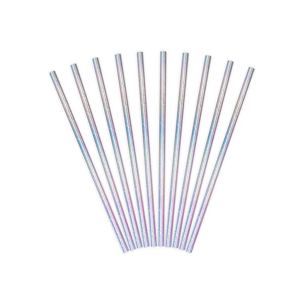 Iridescent Paper Straws 10ct, Iridescent Drinking Straws, Iridescent Party Decor, Cake Pop Sticks, Outer Space Party, Mermaid Party