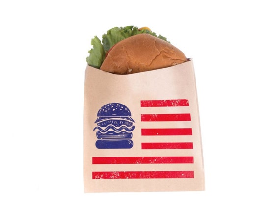 4th of July Treat Bags, Patriotic Favor Bags, Burger Bags, 4th of July food bag, Red White and I Do BBQ, USA Party, Patriotic Party Supplies Il_570xn
