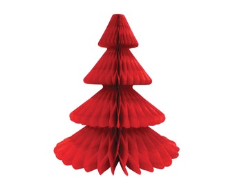 Red Honeycomb Christmas Tree 12", Tissue Paper Tree, Christmas Party Decorations, Hanging Christmas Décor, Kids Christmas Party Décor