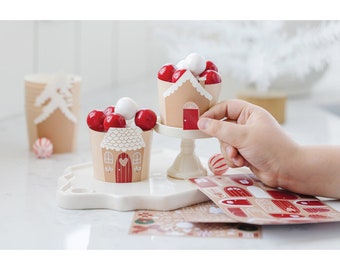 Decorate Your Own Gingerbread House Food Cups 24ct, Christmas Baking Cups, Treat Cups, Kid Christmas Party Activities, Gingerbread Birthday