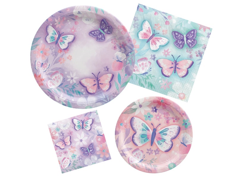 Floral Butterfly Paper Napkins, Large Butterfly Napkins, Butterfly Party Décor, Flowers and Butterflies Baby Shower, 8 Luncheon Napkins image 6