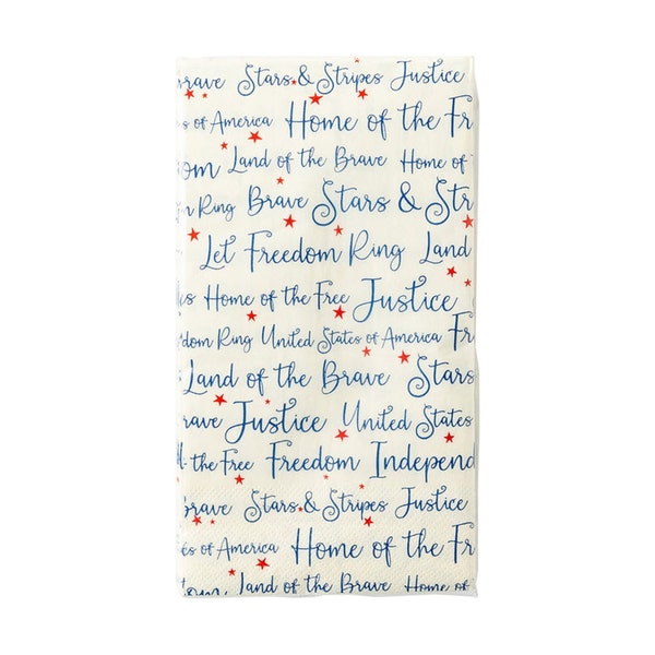 Patriotic Words Napkins 24ct, 4th of July Paper Napkins, Patriotic Party Napkins, USA Party Décor, July 4th Hand Towels Paper, Memorial Day