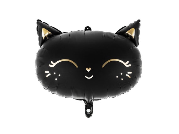 Black Cat Balloon, Halloween Cat Balloon, Black Halloween Balloons, Cat Party, Black and Gold Halloween Decor Il_570xn