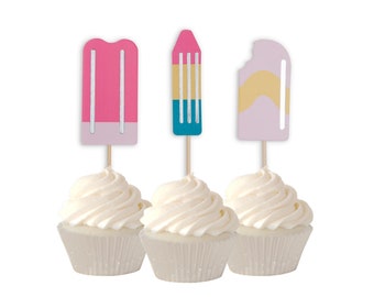 Popsicle Party Picks 12ct, Popsicle Cupcake Toppers, Wooden Appetizer Picks, Popsicle Birthday, Ice Cream Party, Summer Birthday, Ice Lolly