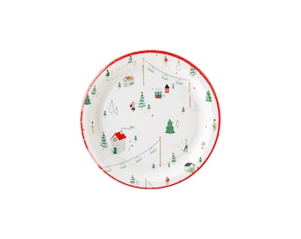 Winter Wonderland Dessert Plates 8ct, Christmas Plates, Winter Birthday, Ski Party Decor, Cozy Cabin Christmas, Winter Themed Tableware,