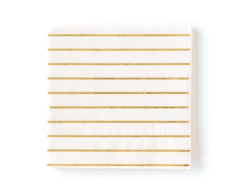 Cream and Gold Napkins, Cream Striped Cocktail Napkins, Small Napkins, Elegant Party Decor, Gold Party Supplies, 50th Anniversary Ideas