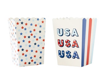 USA Treat Boxes 12ct, July 4th Popcorn Boxes, 4th of July Party Favors, July 4th Birthday, Little Firecracker, Red White & Two, USA Party