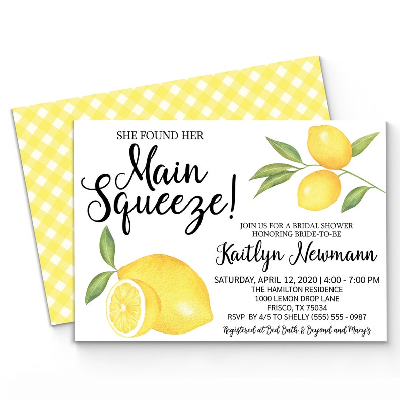 Lemon Shower Games Lemon Bridal Shower Main Squeeze Etsy