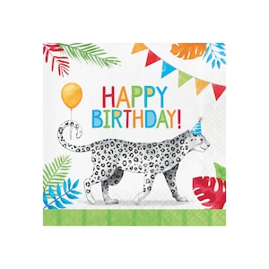 Party Animal Happy Birthday Napkins 16ct, Jungle Napkins, Safari Birthday Napkins, Party Animals Birthday, Wild One Birthday, Two Wild Party