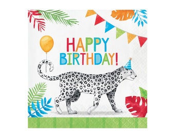 Party Animal Happy Birthday Napkins 16ct, Jungle Napkins, Safari Birthday Napkins, Party Animals Birthday, Wild One Birthday, Two Wild Party