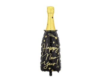 Happy New Year Champagne Bottle Balloon,  New Year's Eve Balloons, Happy New Year, NYE Party Decor,  NYE Photo Prop, New Year's Eve Bash