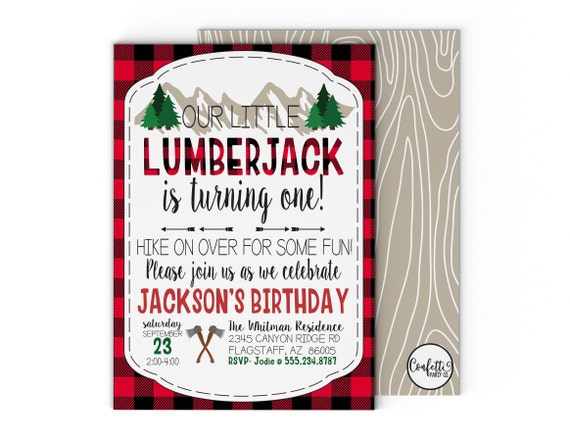 Lumberjack First Birthday Invitation Lumberjack Birthday | Etsy