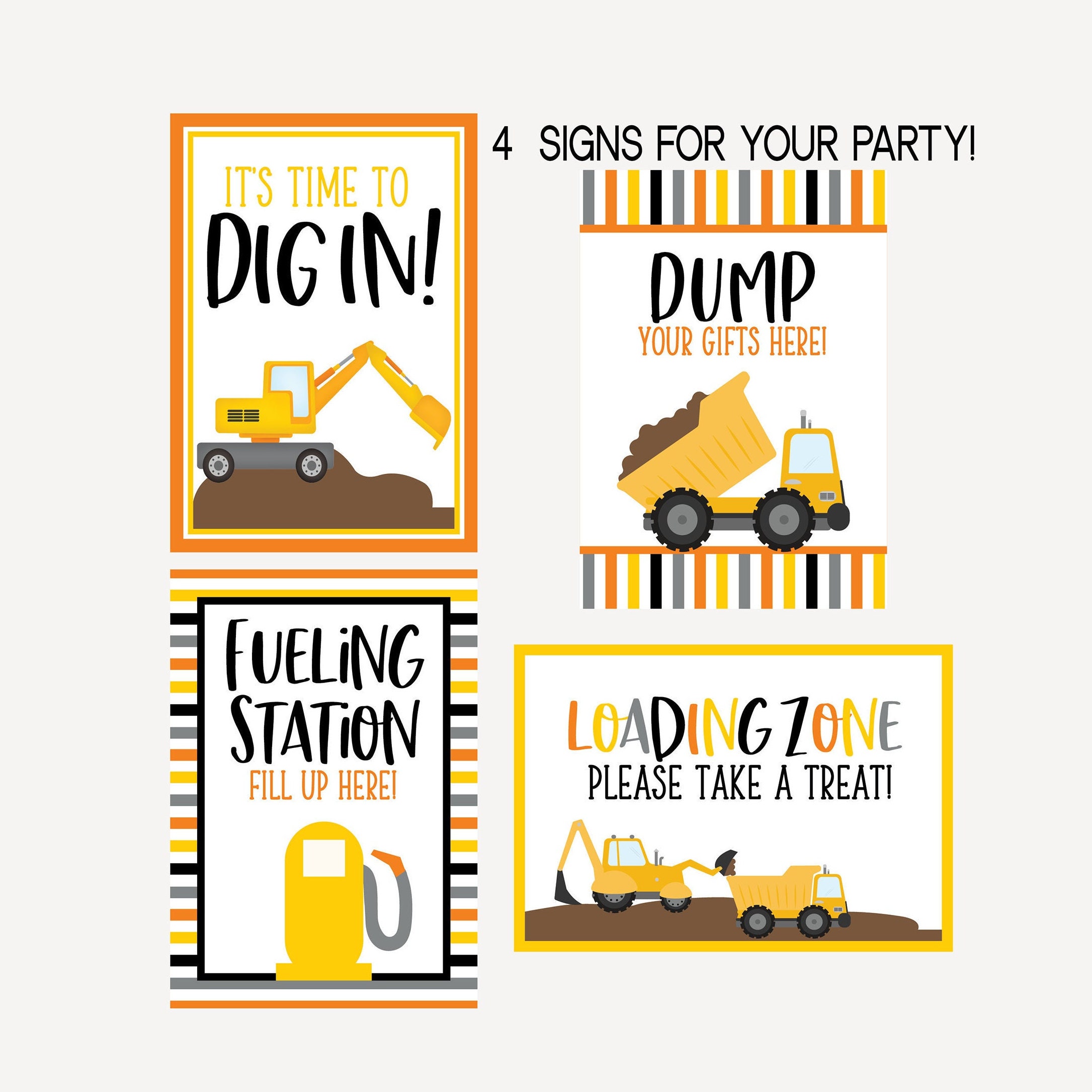 Construction Party Signs Construction Decorations Printable | Etsy