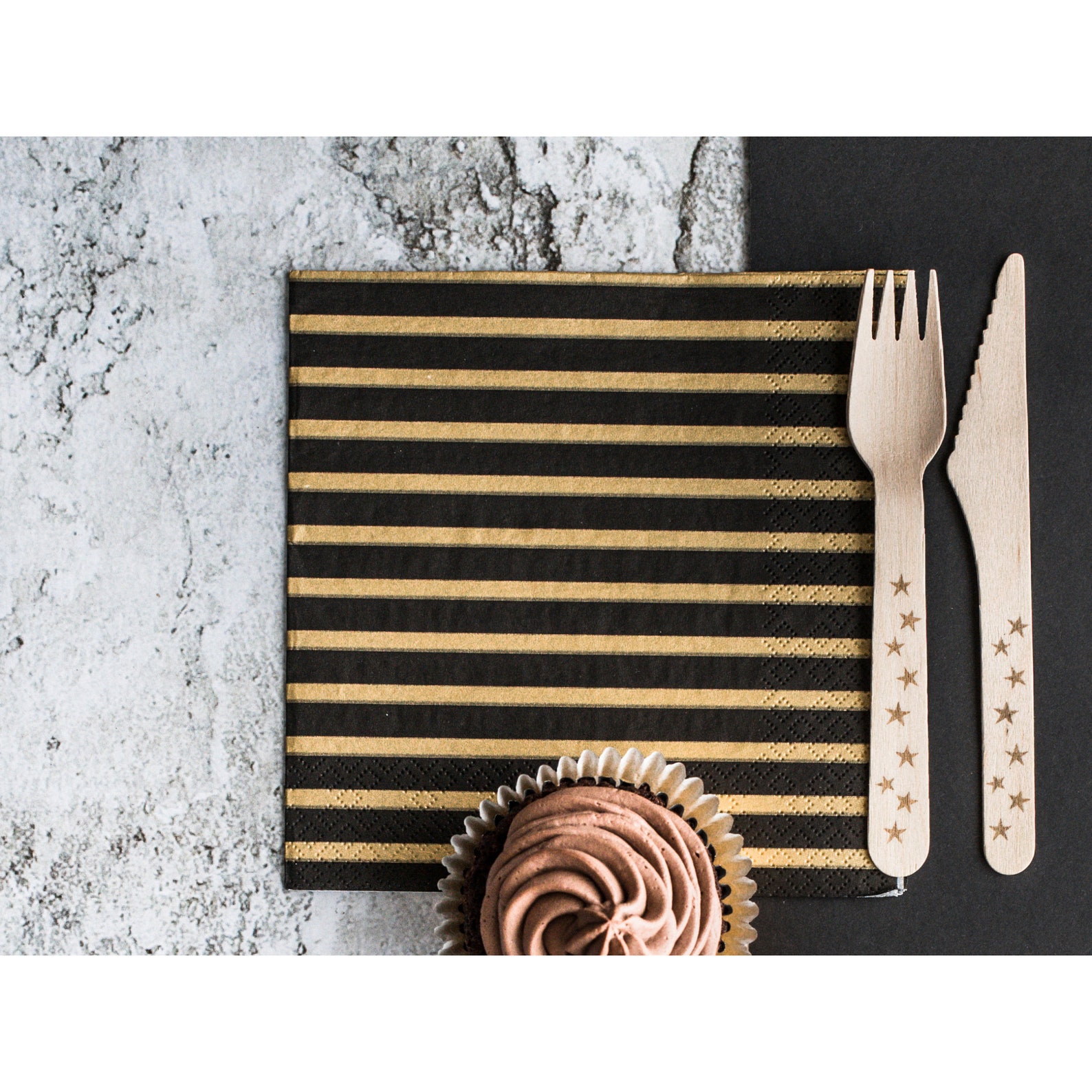 Black and Gold Paper Napkins Striped Party Napkins New Etsy