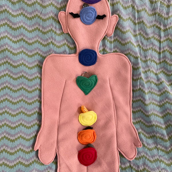 Reiki Distance healing 36” Energy grid mat doll with 7 chakra pockets and storage bag