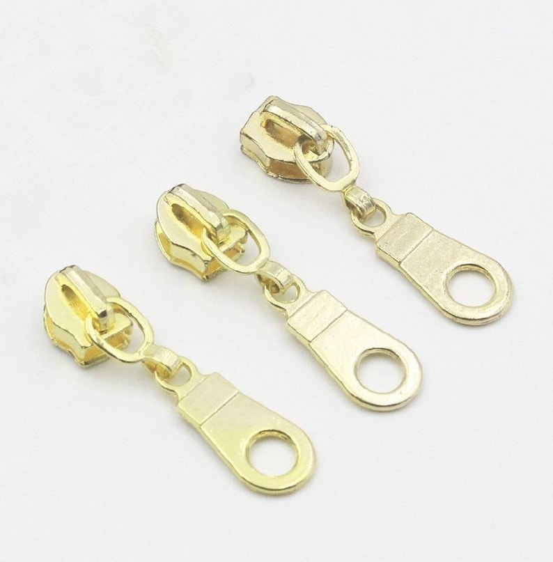 Zipper Pulls 5 Zipper Heads 5 Gold Zipper Pull Silver Etsy