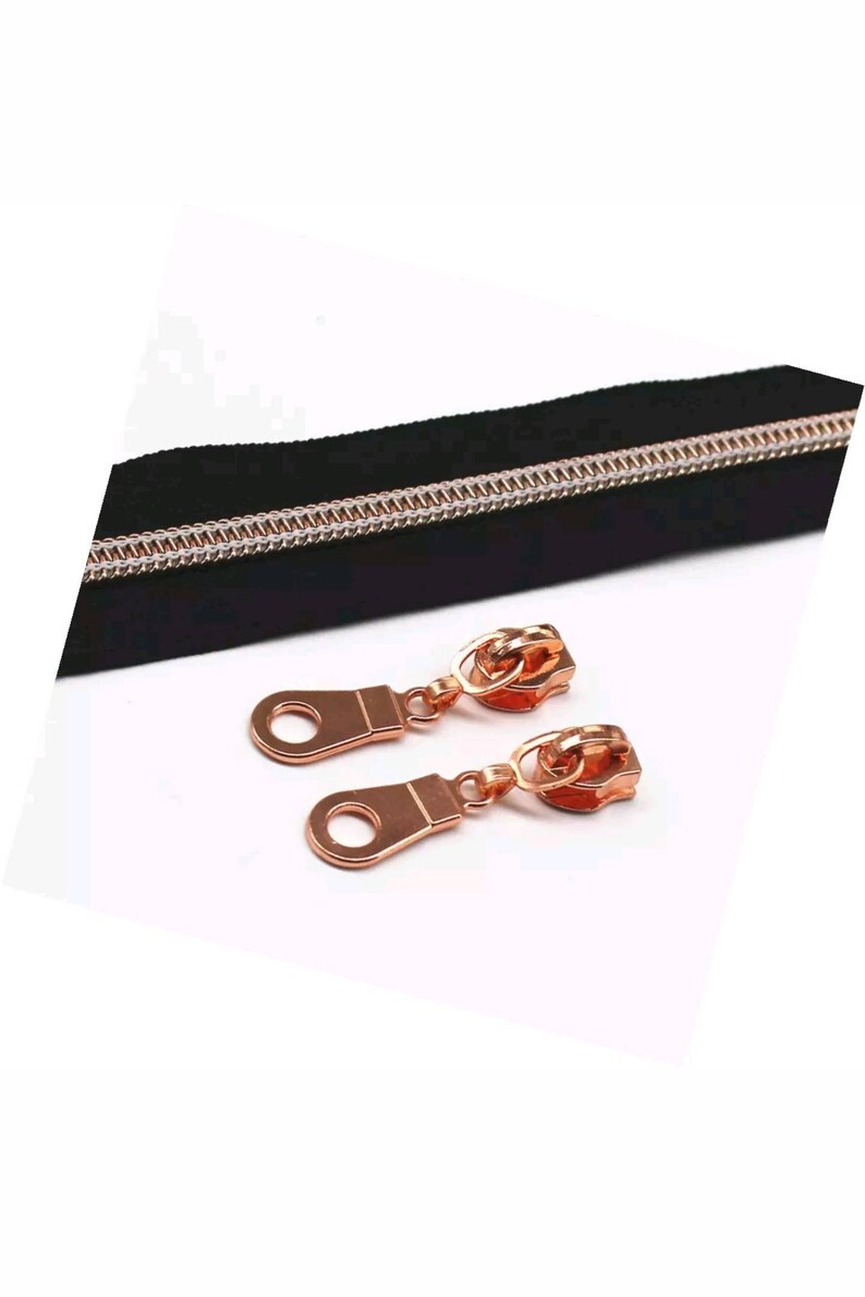 Rose Gold Zipper Cut by the Yard Double Zippers Zipper Etsy