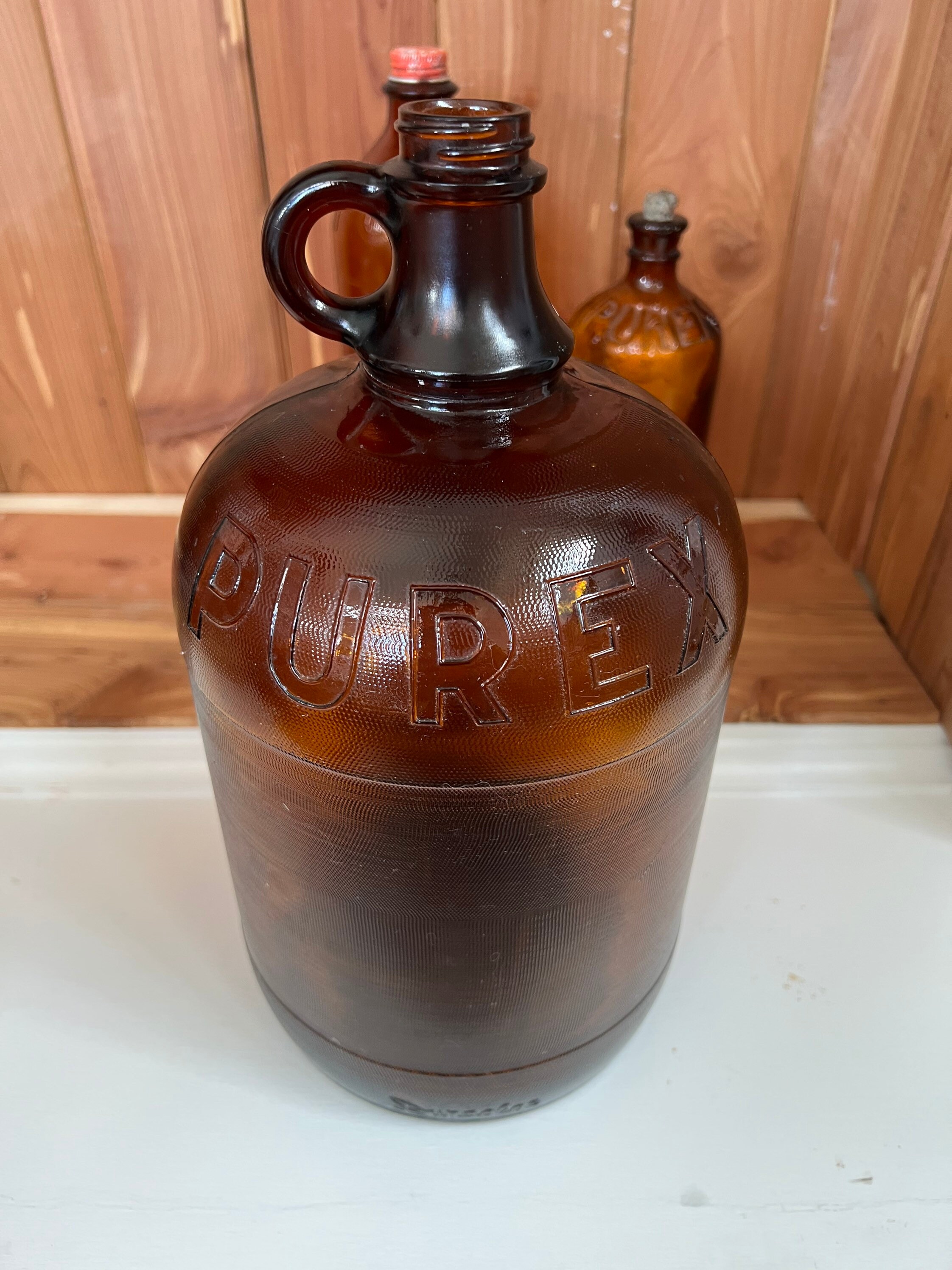 Vintage Purex Bleach Brown Glass Bottles / Gallon Jug Amber Etsy