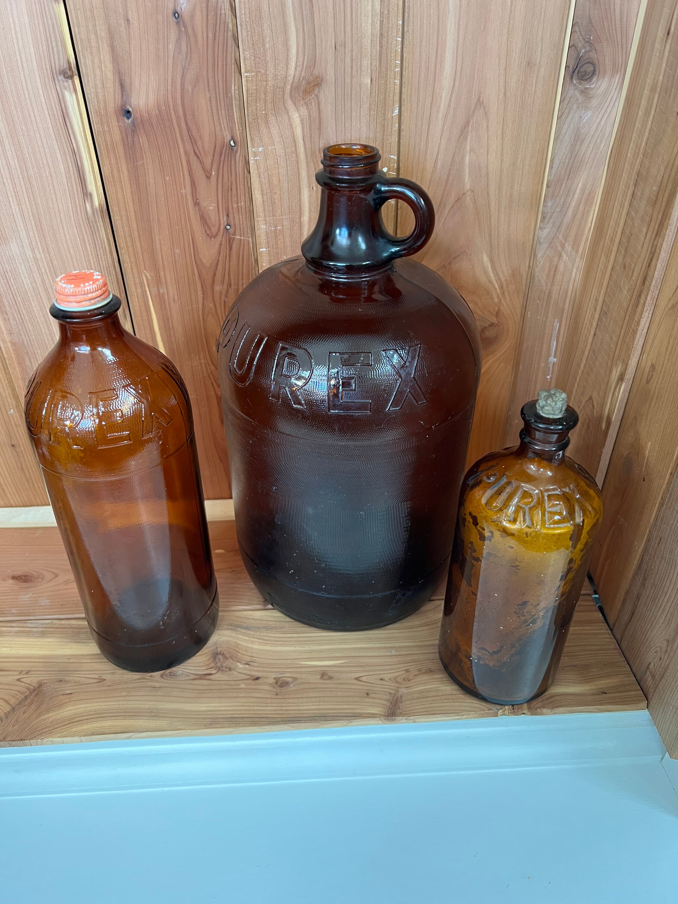 Vintage Purex Bleach Brown Glass Bottles / Gallon Jug Amber Etsy