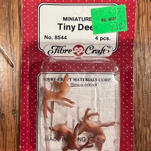 Vintage Miniature Tiny Deer for Dollhouse, Trains, etc. Fibre Craft Brand