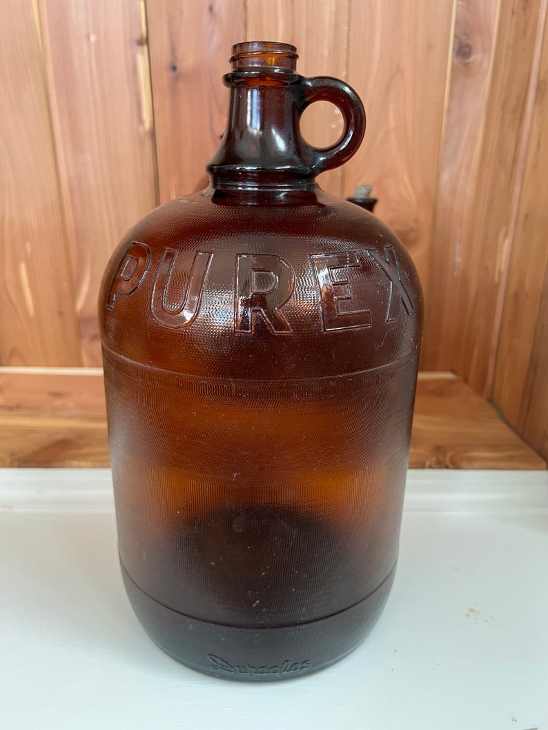 Vintage Purex Bleach Brown Glass Bottles / Gallon Jug Amber Etsy